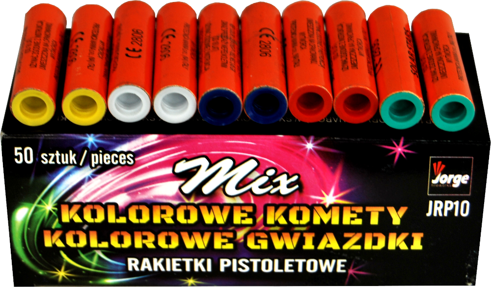RACE PISTOLETOWE KOLOROWE KOMETY I GWIAZDKI 50 SZTUK JRP10
