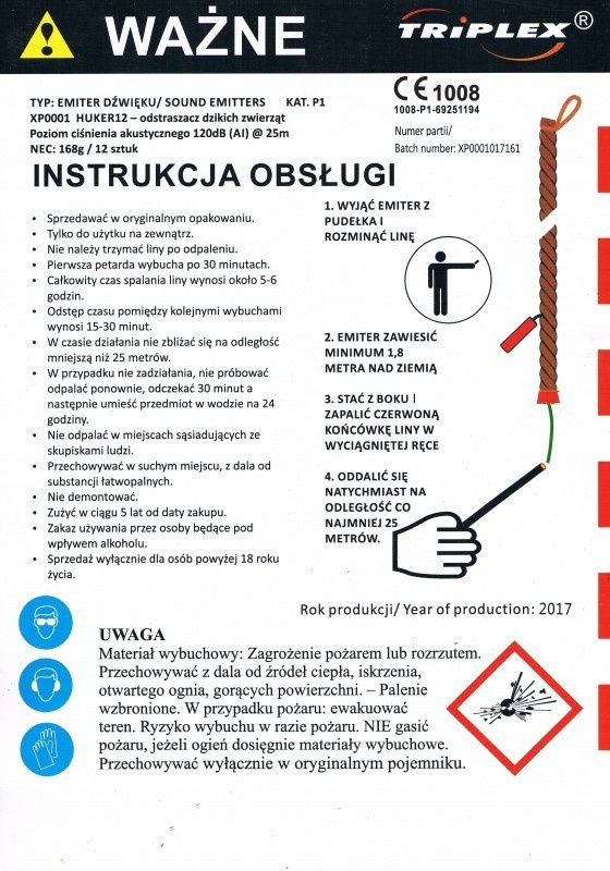 SZNUR HUKOWY 6 GODZIN ODSTRASZACZ ZWIERZYNY HUKER XP1001 — afbeelding 3